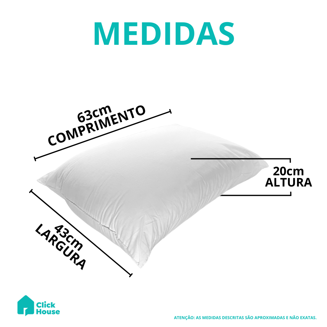 Travesseiro Percal Suporte Extra Firme Algodão Fibras 50x70