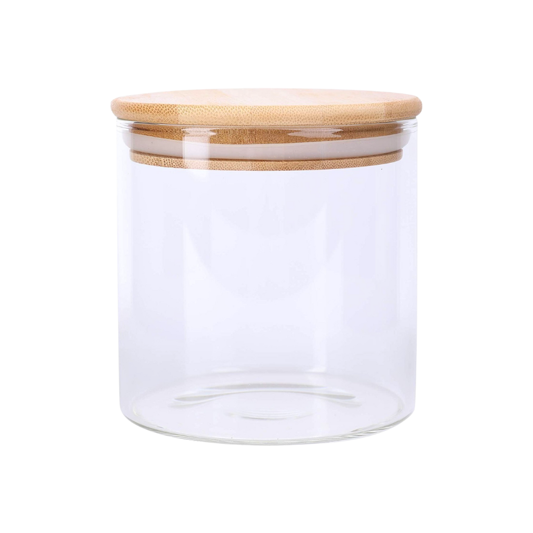Pote Vidro Hermético Tampa Bambu Tempero Mantimento 300ml