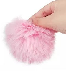 10 Pompons Pelúcia Elástico 50mm Vermelho Azul Royal Preto