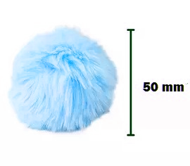 10 Pompons Pelúcia Elástico 50mm Vermelho Azul Royal Preto