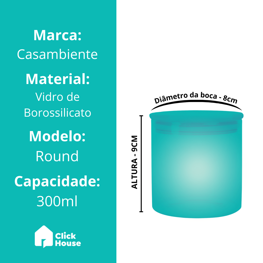 Pote Vidro Hermético Tampa Bambu Tempero Mantimento 300ml