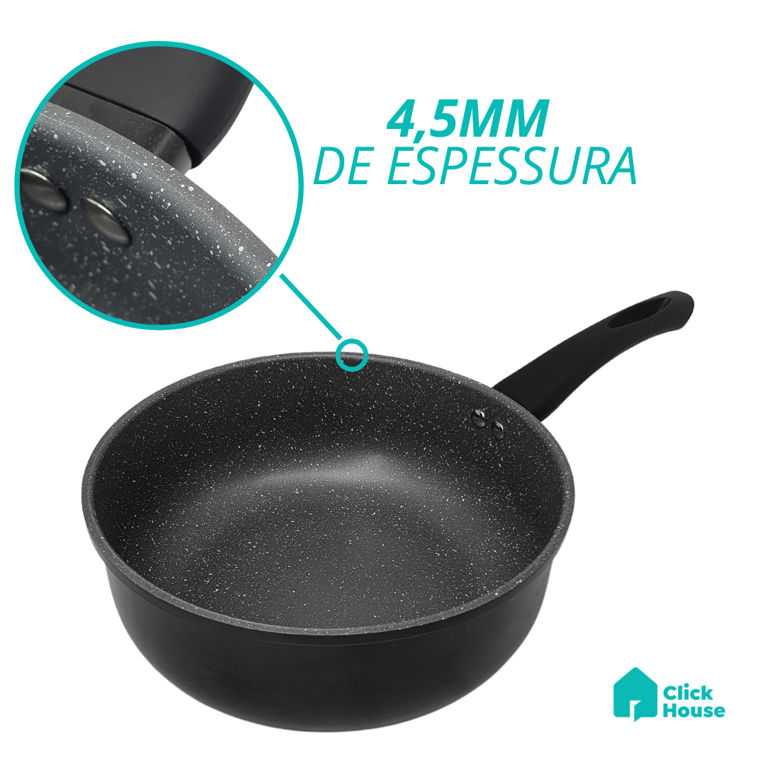 Panela Indução Cerâmica Antiaderente Tampa Não Gruda 24 Cm