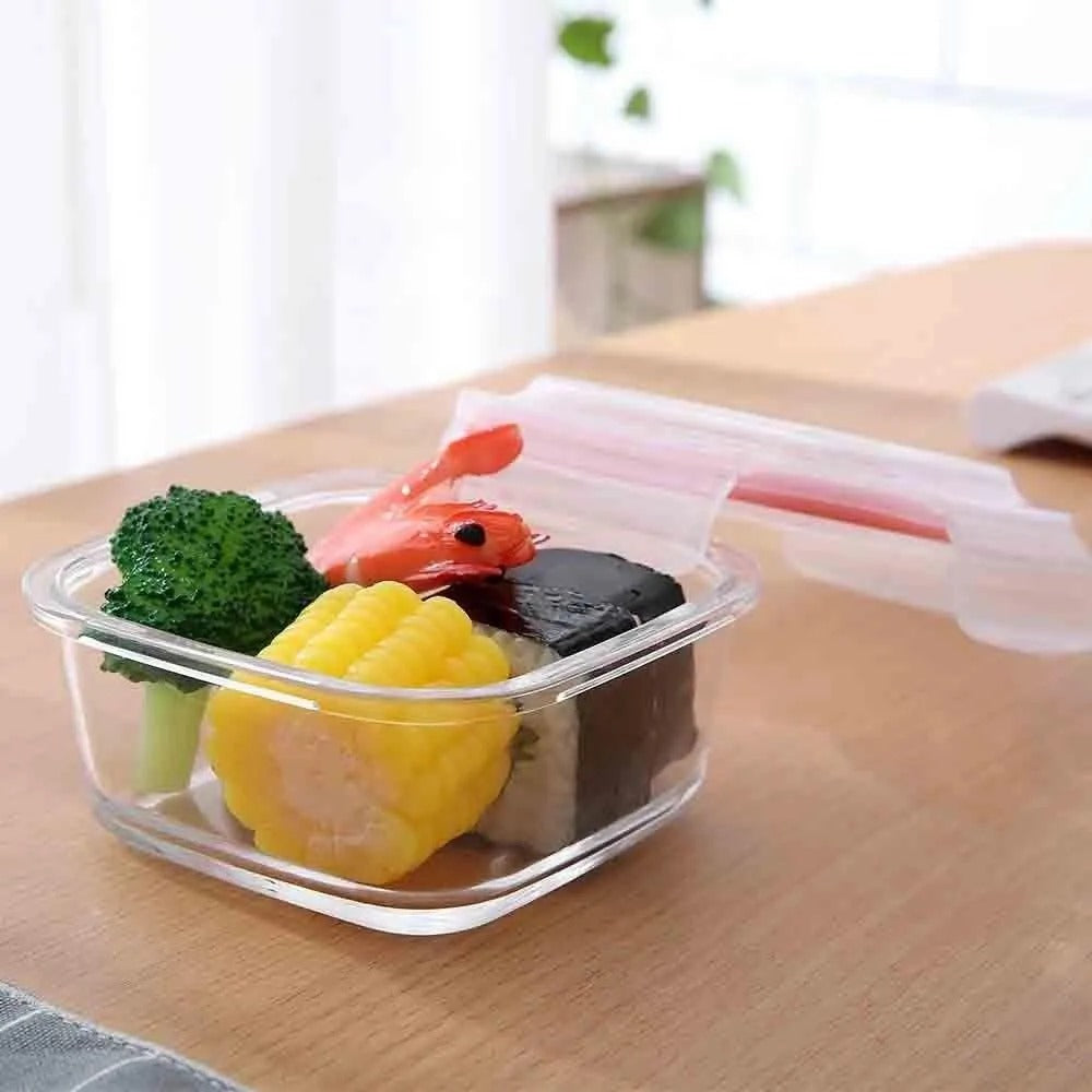 Pote Vidro 520ml Hermético Marmita Fit 4 Travas Quadrado Red