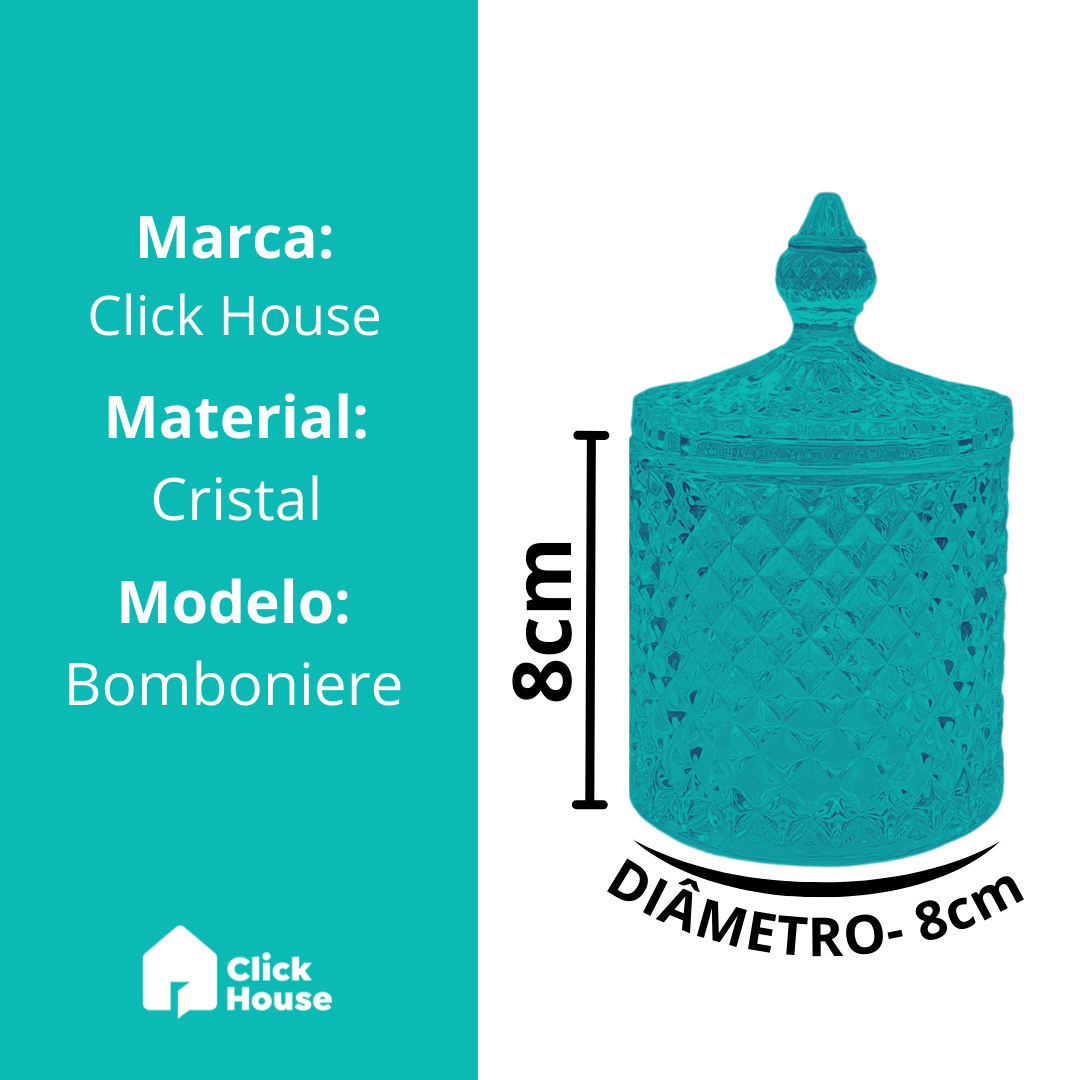 2 Bomboniere Baleiro Potiche Cristal Decoração Tampa 8x8,5cm