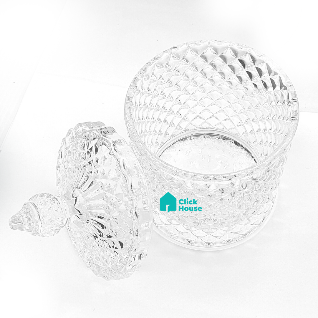 2 Bomboniere Baleiro Potiche Cristal Decoração Tampa 8x8,5cm