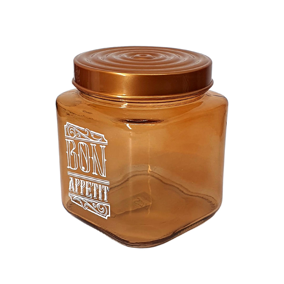 Pote Porta Mantimento Vidro Tampa Bronze Bon Appetit 1l 3 Pç