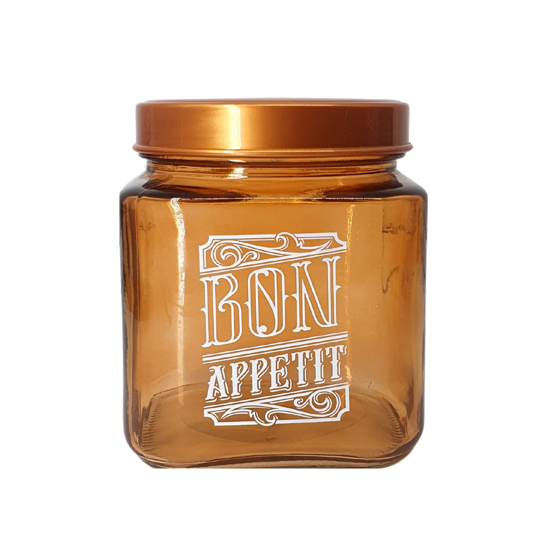 Pote Porta Mantimento Vidro Tampa Bronze Bon Appetit 1l 3 Pç