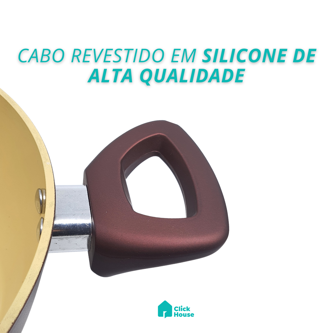 Panela Caçarola Tampa Antiaderente Cerâmica Não Gruda 20cm