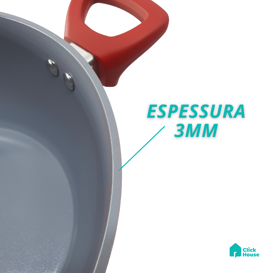 Panela Caçarola Tampa Antiaderente Cerâmica Não Gruda 20cm