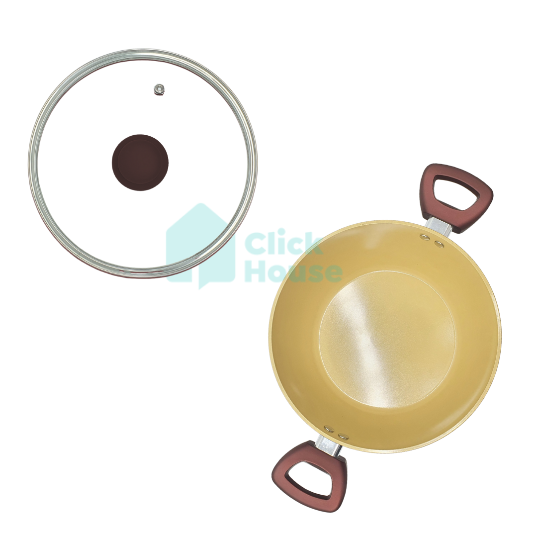 Panela Caçarola Tampa Antiaderente Cerâmica Não Gruda 24cm