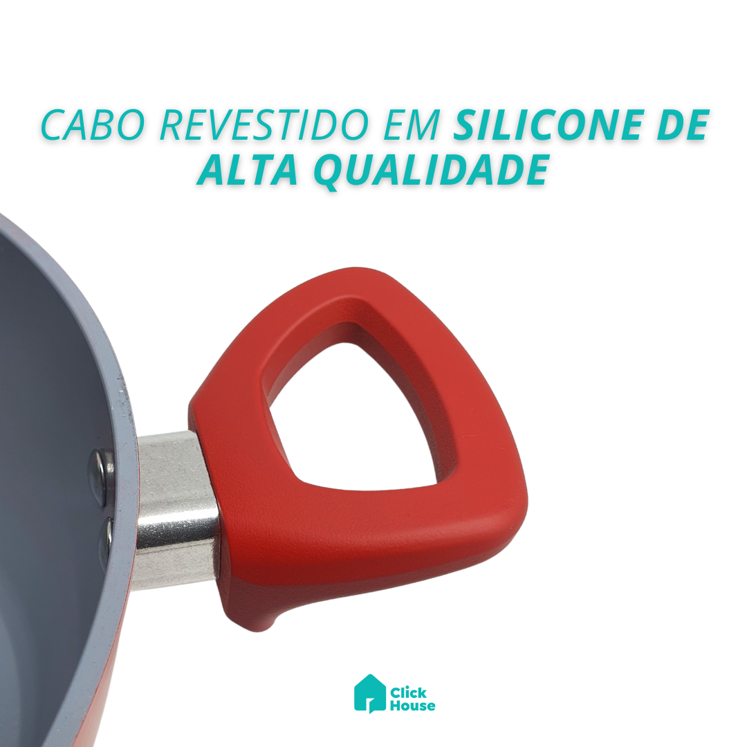 Panela Caçarola Tampa Antiaderente Cerâmica Não Gruda 24cm