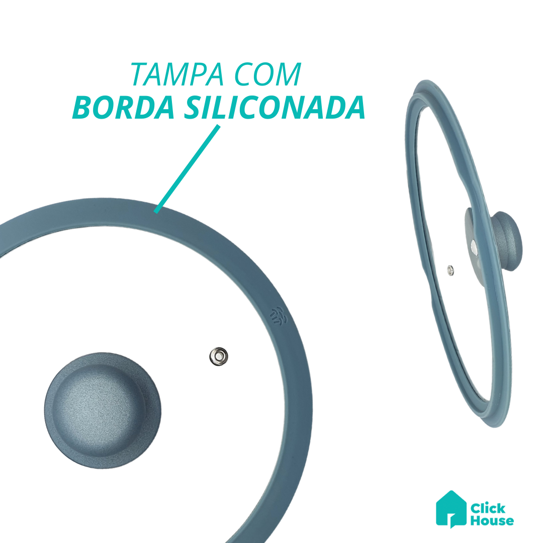 Caçarola Panela Antiaderente Cerâmica Indução Com Tampa 22cm