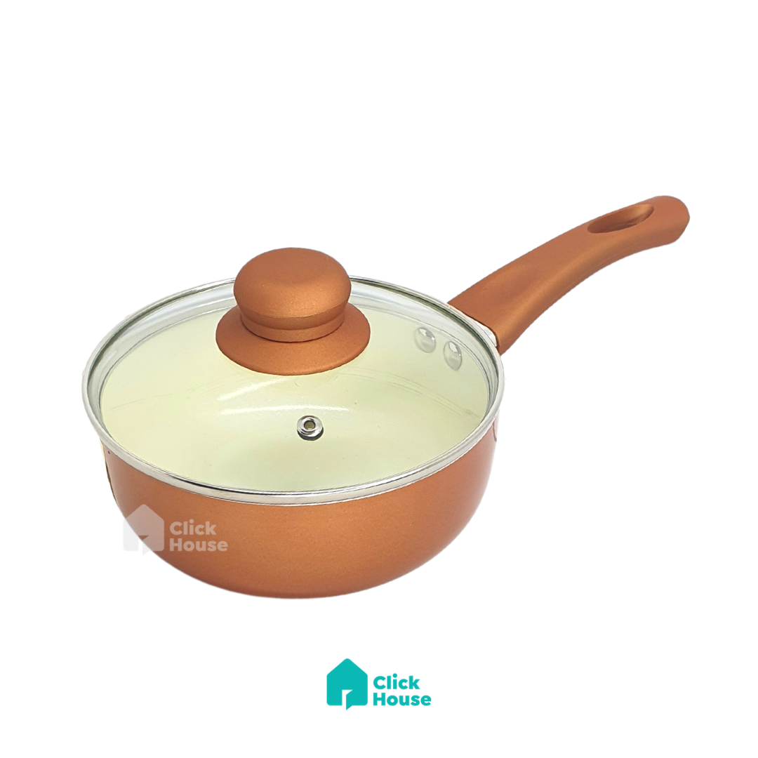 Panela Revestimento Cerâmico Antiaderente Tampa Vidro 16cm