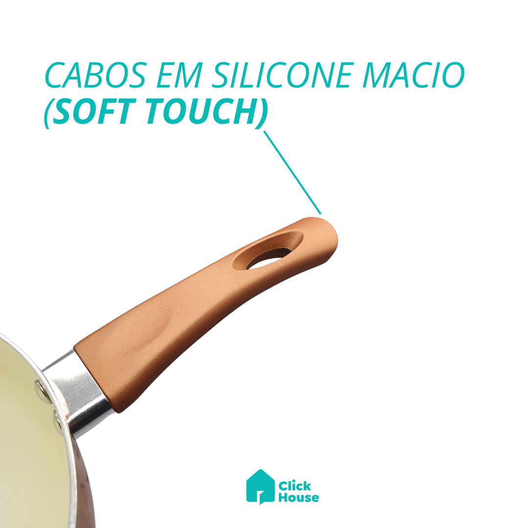 Panela Revestimento Cerâmico Antiaderente Tampa Vidro 16cm