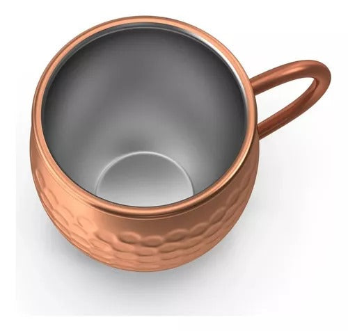 Caneca Moscow Mule Em Cobre Martelada Drink Bar 500ml