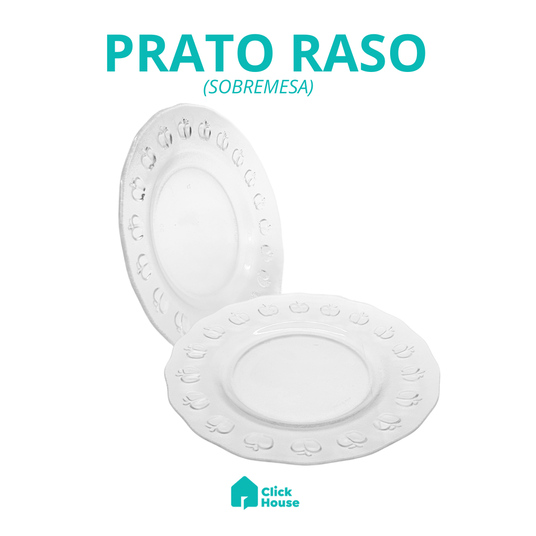 Aparelho Jantar Maça Vidro Transparente 16 Peças Pratos Copo