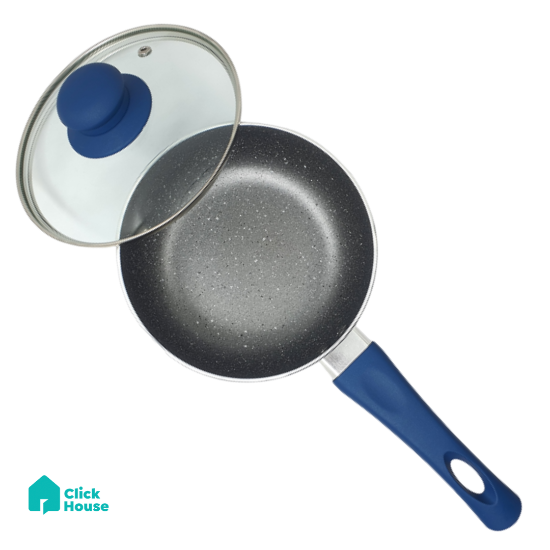 Panela Antiaderente Revestimento Cerâmico 16 Cm Tampa Vidro