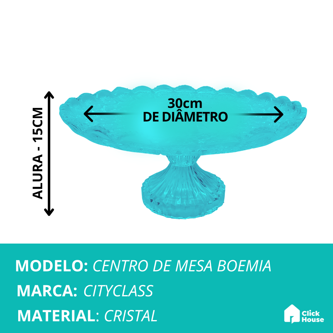 Centro Mesa Fruteira Saladeira Decorativo Redondo 30cm Vidro
