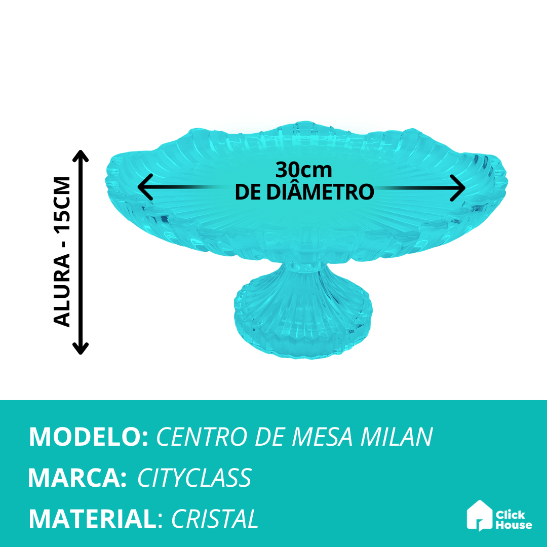 Centro Mesa Fruteira Saladeira Decorativo Redondo 30cm Vidro