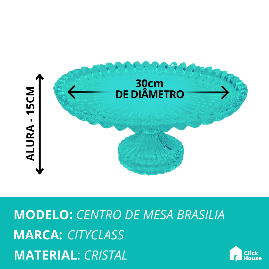 Centro Mesa Fruteira Saladeira Decorativo Redondo 30cm Vidro