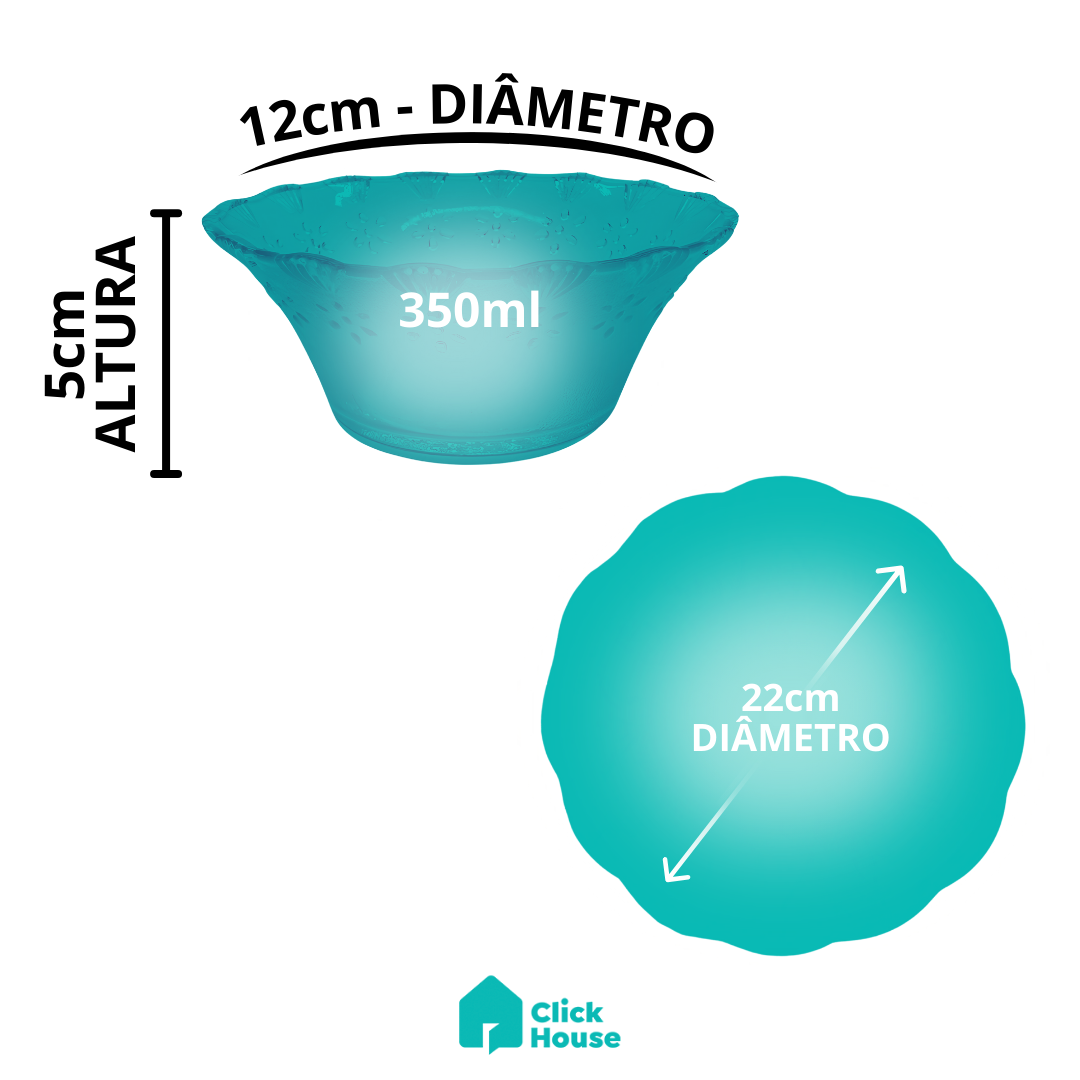 Aparelho De Jantar 4 Tigela Bowl E 4 Prato Rosas Vidro Liso