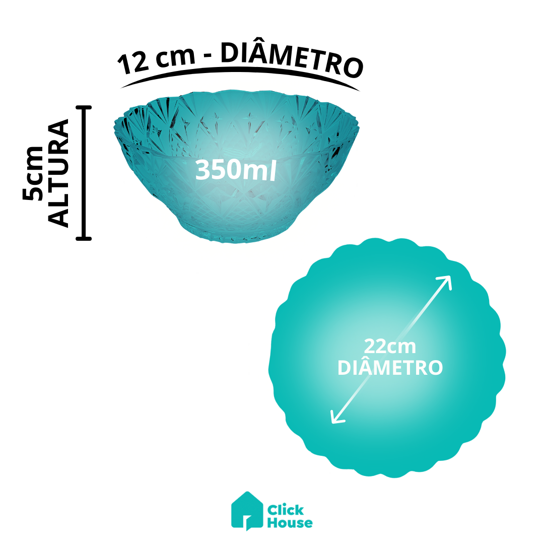 Aparelho De Jantar 6 Tigela Bowl 6 Pratos Estrela Liso Vidro
