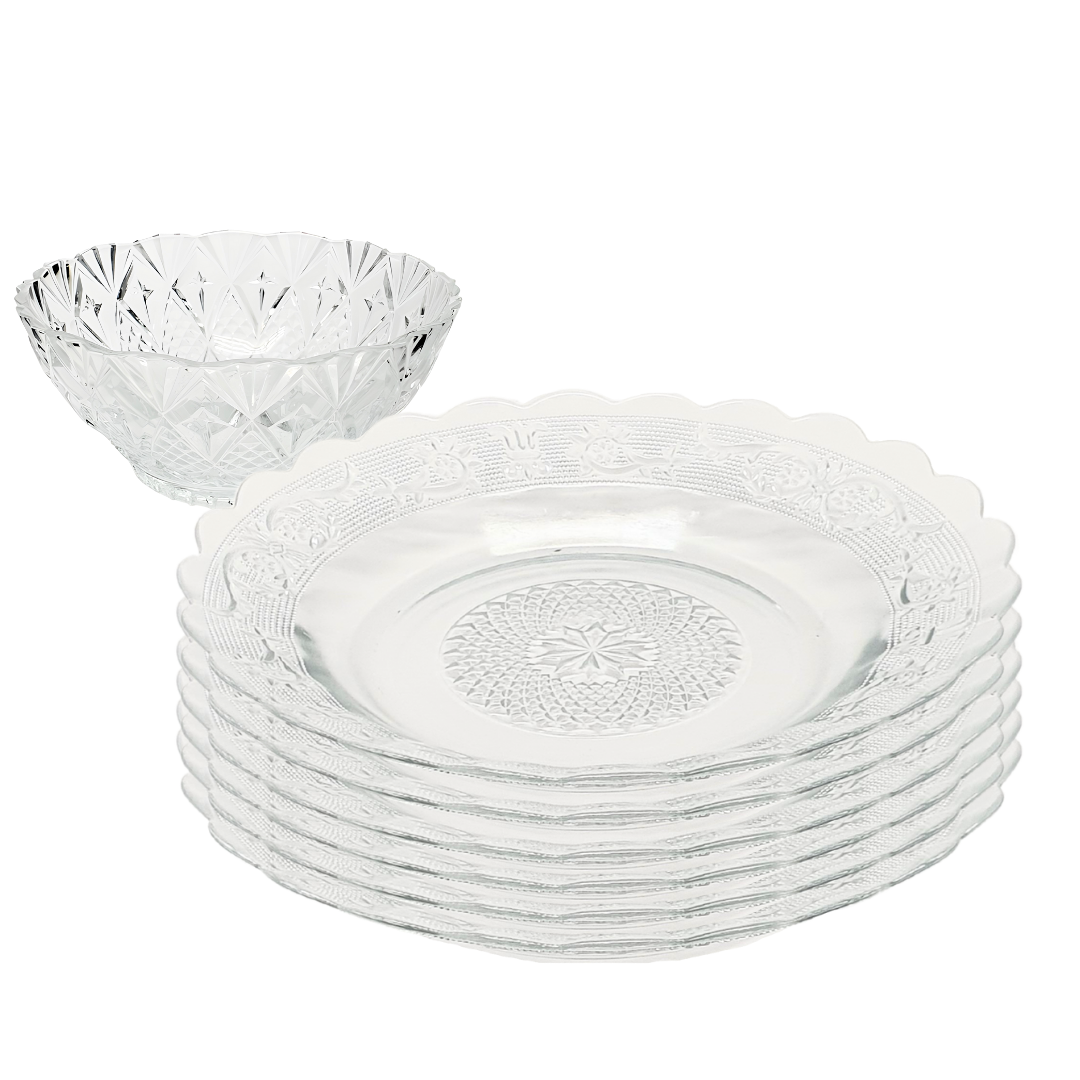 Aparelho De Jantar 6 Tigela Bowl 6 Pratos Estrela Liso Vidro