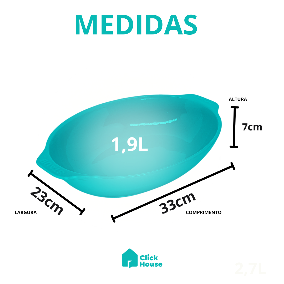 Travessa Assadeira Cerâmica Retangular Grande 1,9l Forno