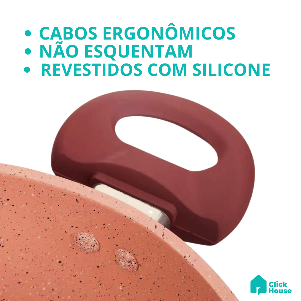 Panela Caçarola Tampa Antiaderente Cerâmica Não Gruda 24cm