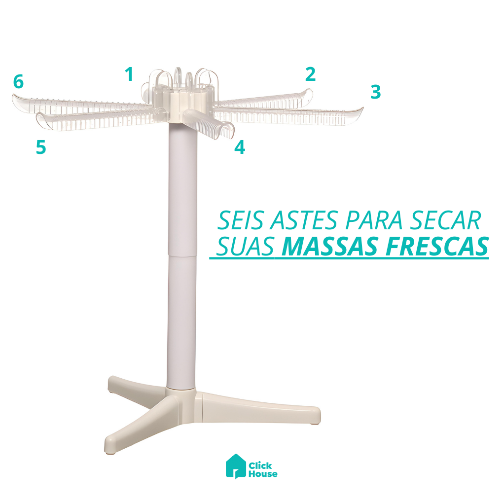 Varal Secador Massas Macarrão Espaguete Desmontável 6 Hastes