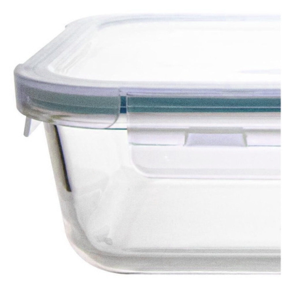 Pote Vidro Hermético Marmita Fit Tampa Retangular 870ml