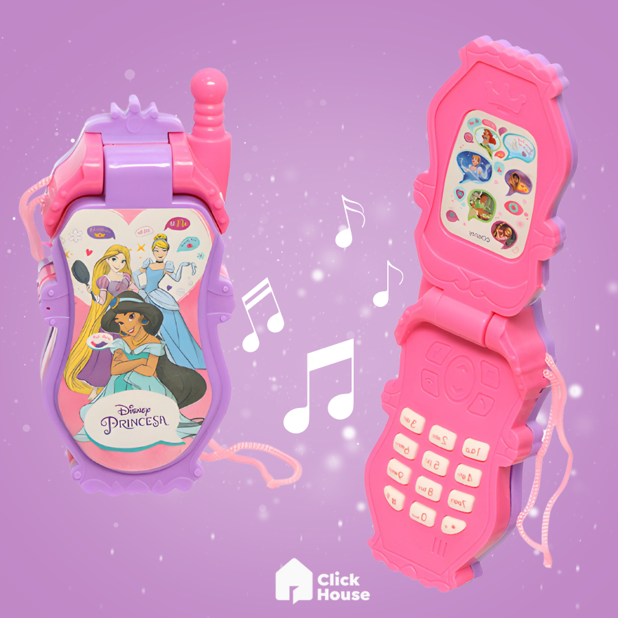 Celular Brinquedo Flip Criança Infantil Princesas Spiderman