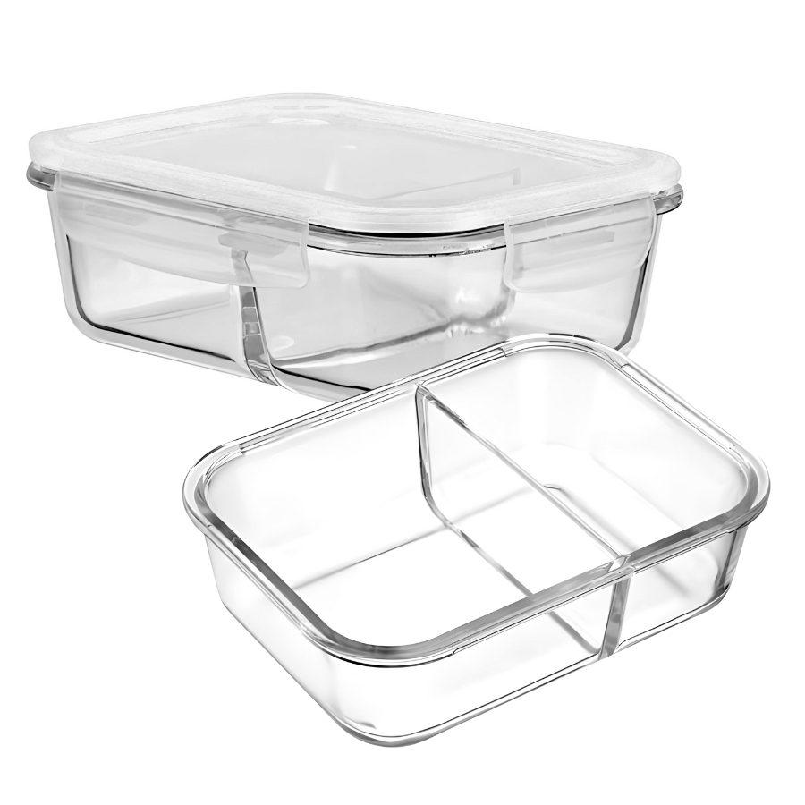 Pote De Vidro Hermetico 640ml Com Divisória - 0503 -