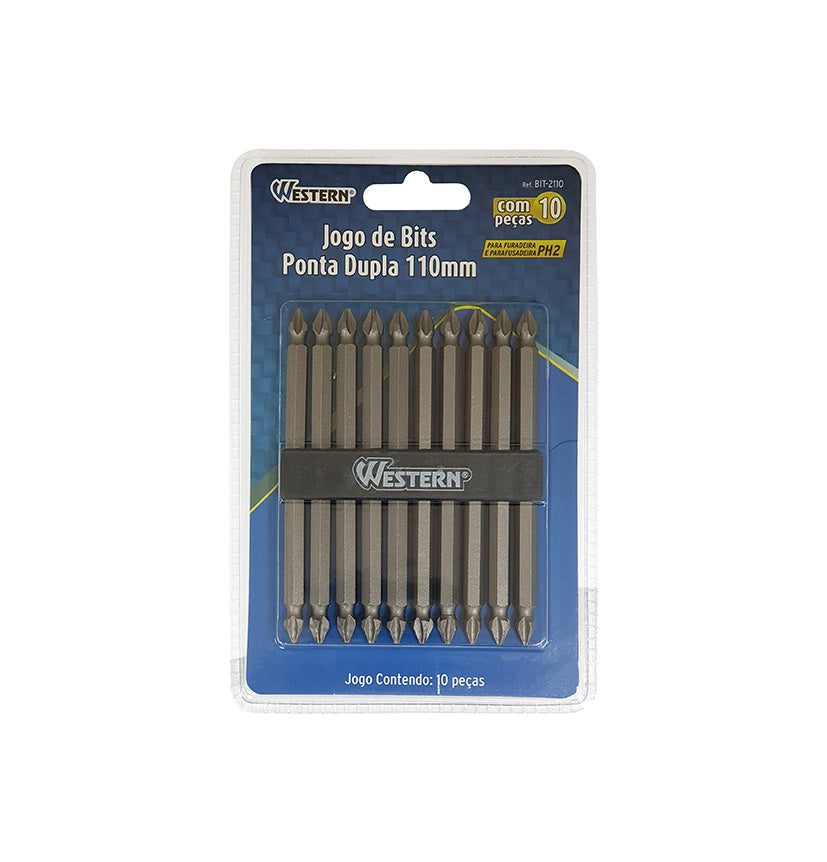 Ponteira Bits Dupla Ph2 Parafusadeira 110mm Longa 10 Unidades