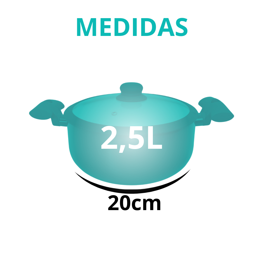 Caçarola 20cm Indução Antiaderente Cerâmico Fundo Triplo