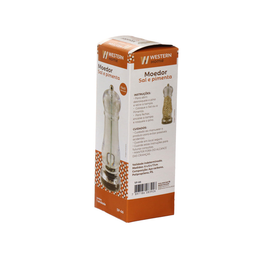 Moedor Pimenta Temperos Sal Grosso Acrílico Gourmet Grande