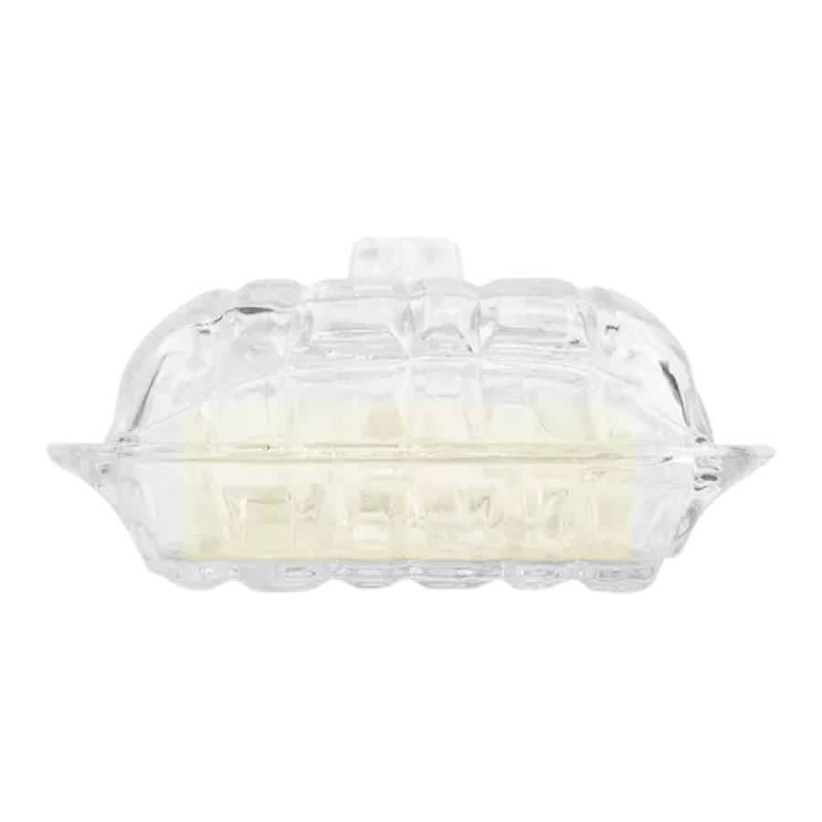 Mantegueira de Cristal Com Tampa Porta Manteiga Luxo Transparente 16cm