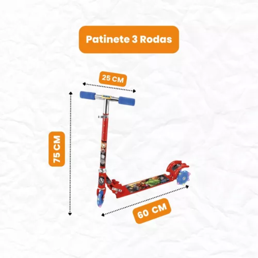 Patinete Ajustavel Avengers 3 Rodas - YD-3003 - Hauskraft