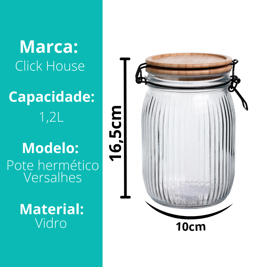 Pote Hermético Versalhes Tampa Bambu 1,2l - V1059.U02