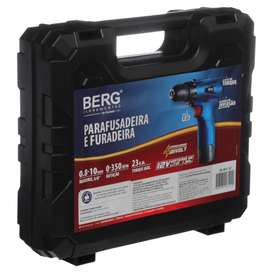 Parafusadeira Furadeira Sem Fio Bivolt 12v Berg 110/220v
