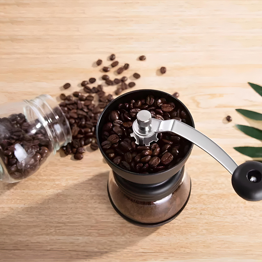 Moinho Moedor Café Vidro Grãos Manual Manivela Aço Cagliari