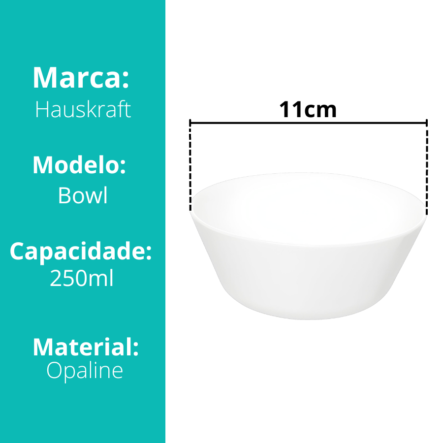 Tigela Bowl De Vidro Redonda Sobremesa Branco Opaline 250ml