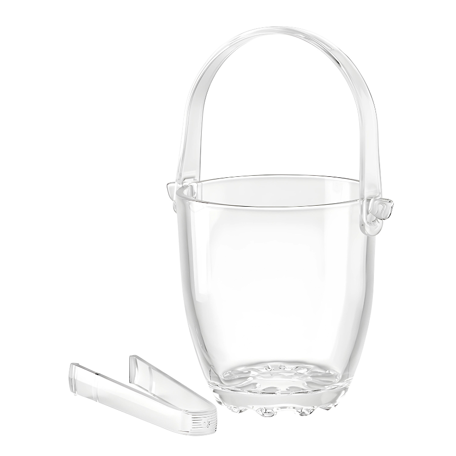 Balde Baldinho De Gelo Vidro Com Pegador Pinça Bebidas 840ml