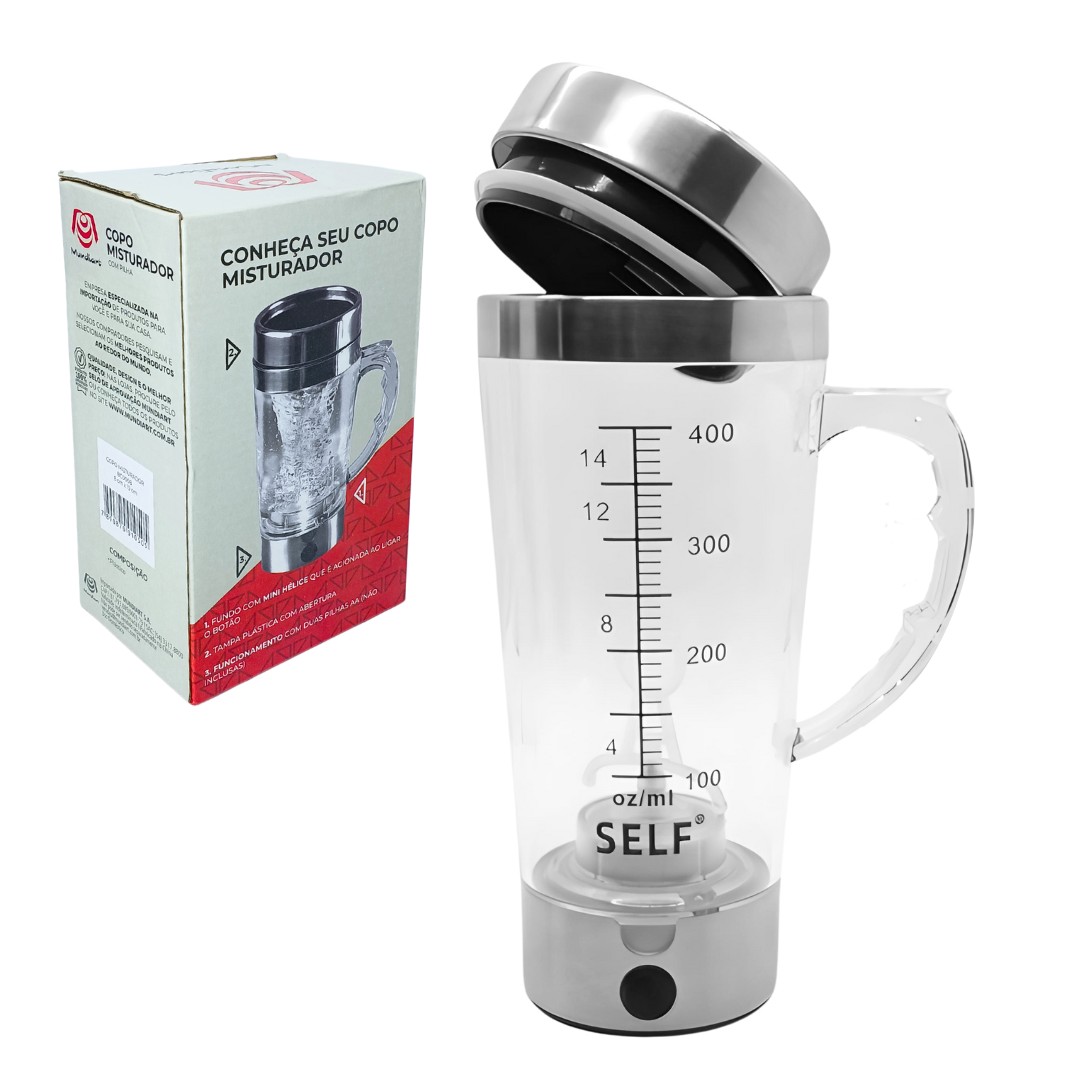 Caneca Copo Mixer Misturador Automático 400ml Bebidas Café