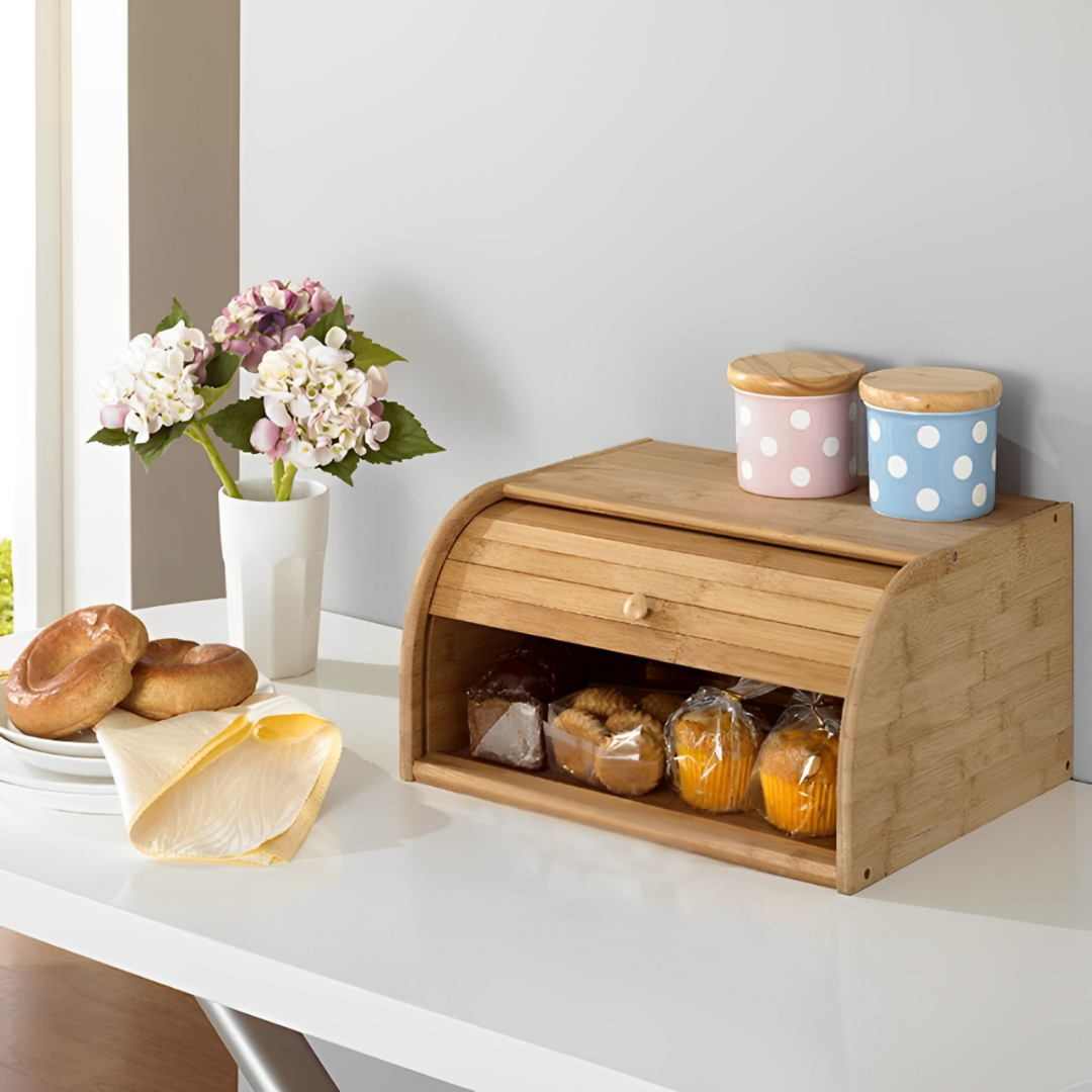 Porta Pão Bolo Grande Com Porta De Bambu Café Da Manhã 40cm