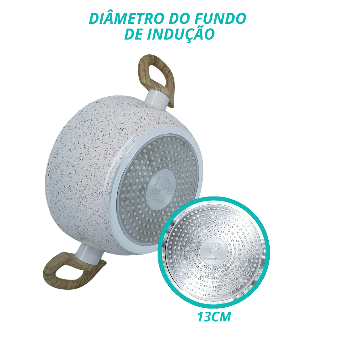 Caçarola Panela Alumínio Antiaderente Indução Vanilla 20cm