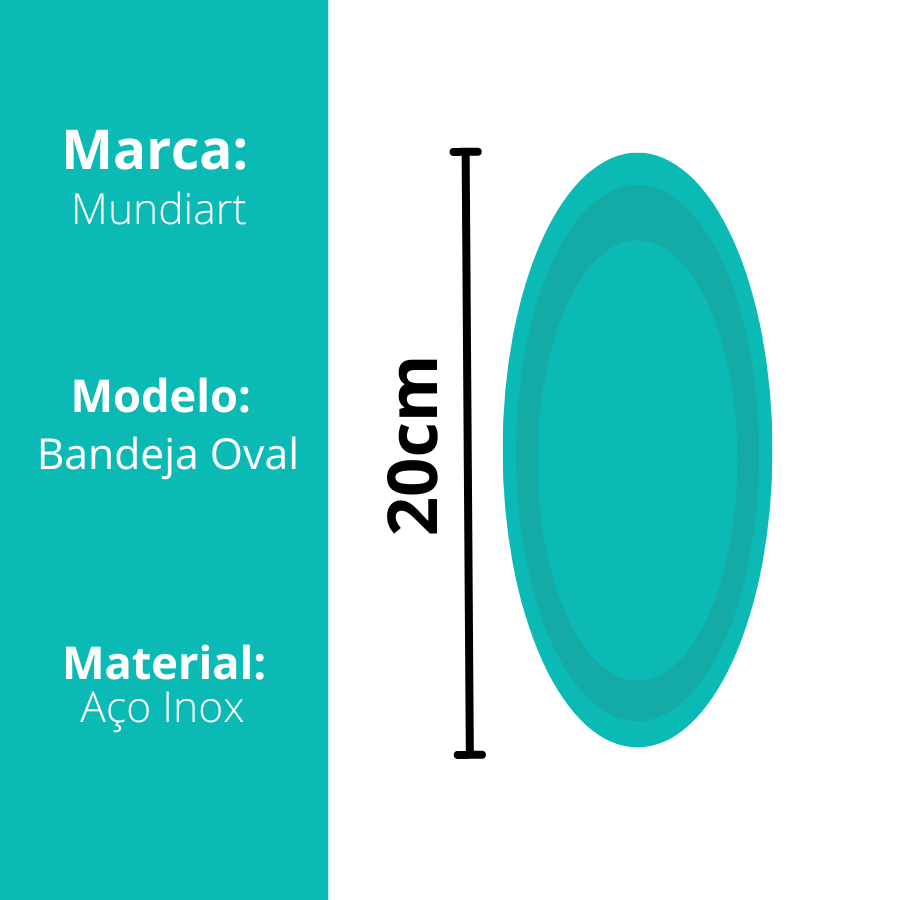 Bandeja Oval Aço Inox Rasa Travessa 20cm Porção E Saladas