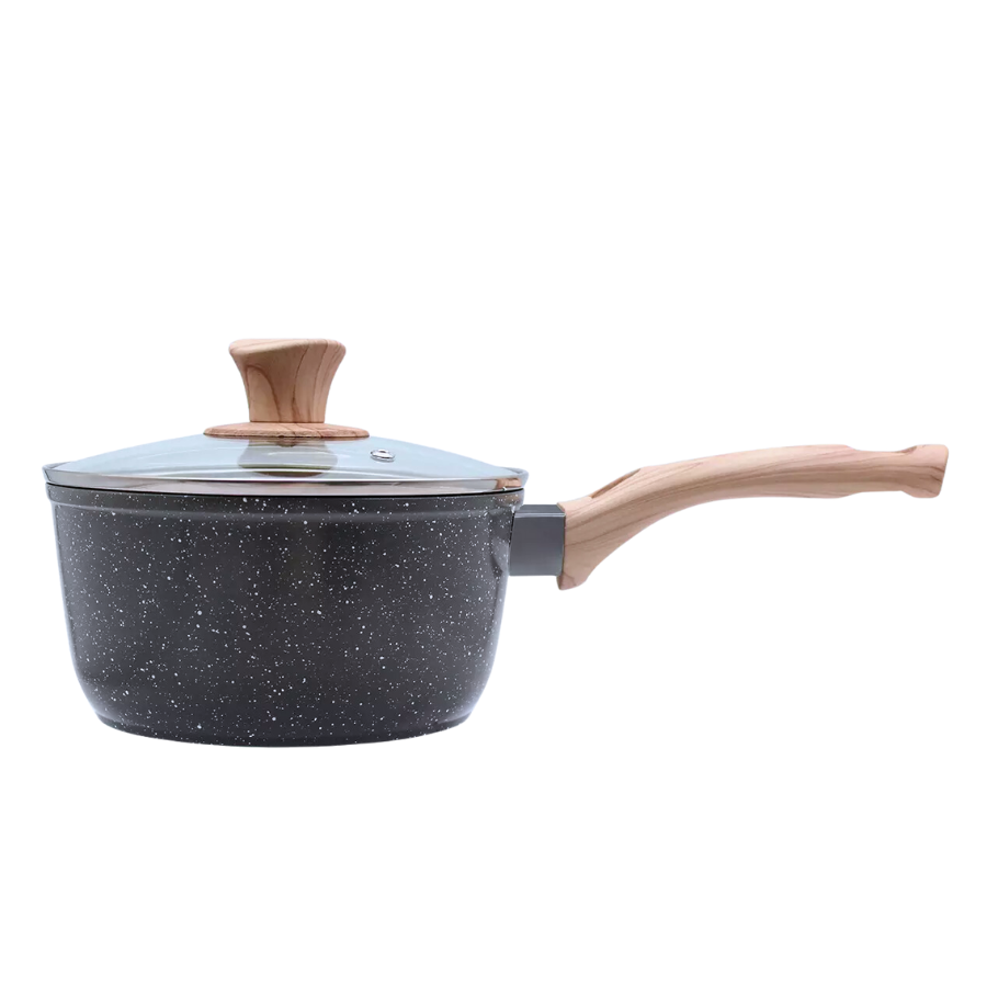 Panela Creme Antiaderente Indução Com Tampa De Vidro 18cm