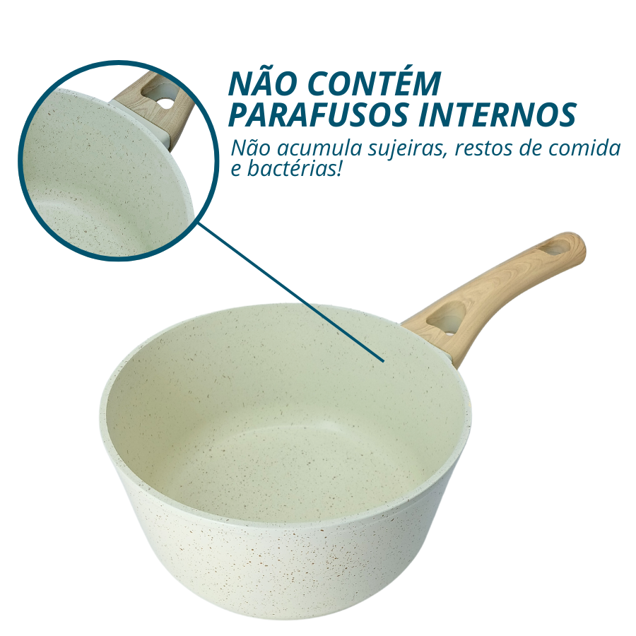 Panela Creme Antiaderente Indução Com Tampa De Vidro 18cm