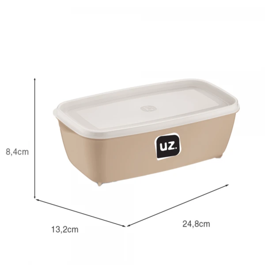 Pote Multiuso Organizador Retangular Plástico 1.5l Uz Bege